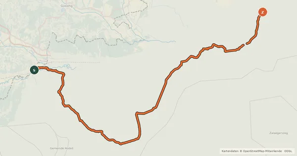 Kartenübersicht der Radroute Waters of Central Europa Route – [HU]_1 – (Szentgotthárd - Vasvár)