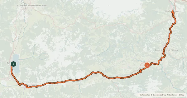Kartenübersicht der Radroute Waters of Central Europe Route – [AT]_1 – (Zell am See - Bischofshofen)