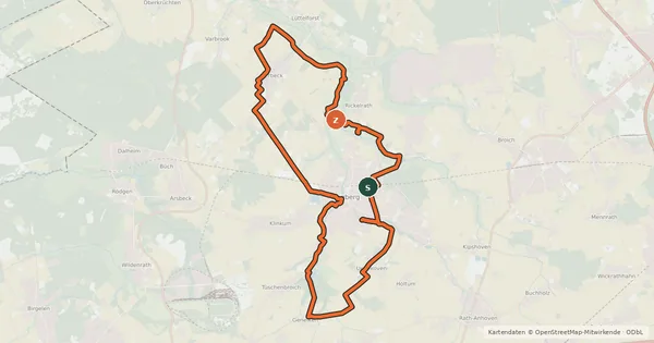 Kartenübersicht der Radroute Wegberger Wassermühlentour