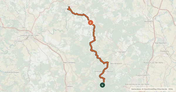 Kartenübersicht der Radroute Weiltalweg