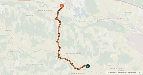 Kartenübersicht der Radroute Weinlandtour