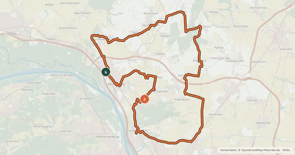 Kartenübersicht der Radroute Weinradroute Donau-Veltliner