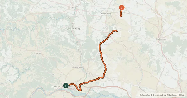 Kartenübersicht der Radroute Weinviertelweg