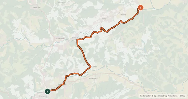 Kartenübersicht der Radroute Weiße Sulmradweg