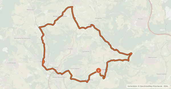 Kartenübersicht der Radroute Weisselberg-Radweg