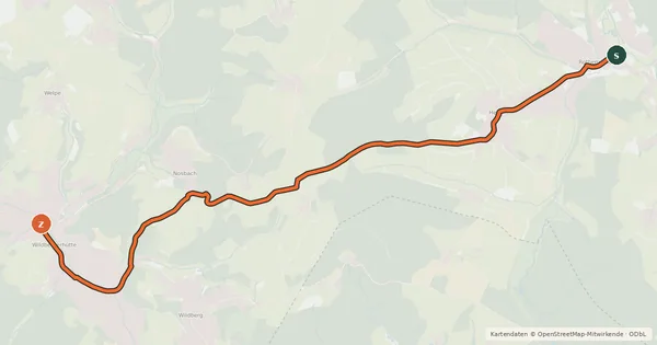 Kartenübersicht der Radroute Wenden-Rothemühle (05) - Reichshof-Wildbergerhütte (94)