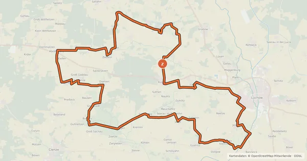 Kartenübersicht der Radroute Wendland-Tour