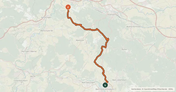Kartenübersicht der Radroute Werra-Eltetal-Radroute