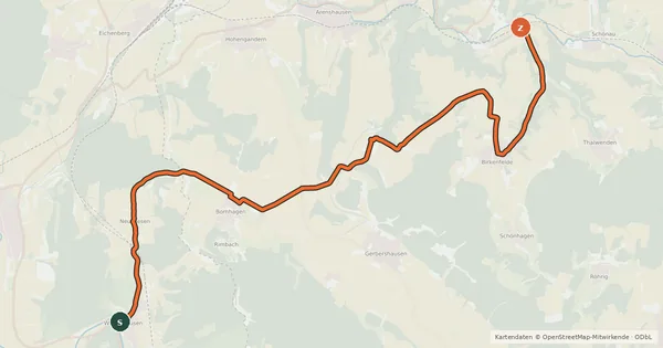 Kartenübersicht der Radroute Werra/Leine Verbindungsradweg