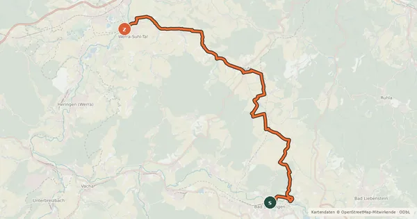 Kartenübersicht der Radroute Werra-Suhltal-Radweg