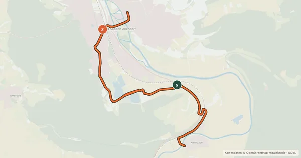 Kartenübersicht der Radroute Werratal-Radweg Variante Bad Sooden