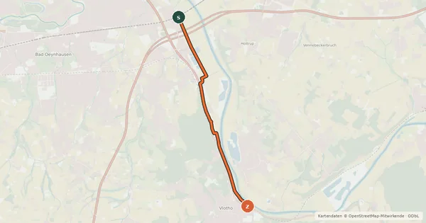 Kartenübersicht der Radroute Weserradweg Alternativroute