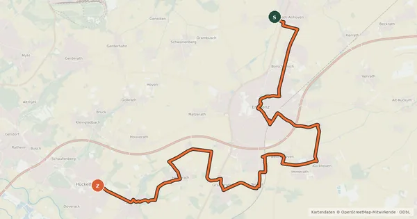 Kartenübersicht der Radroute West-Bike-Route
