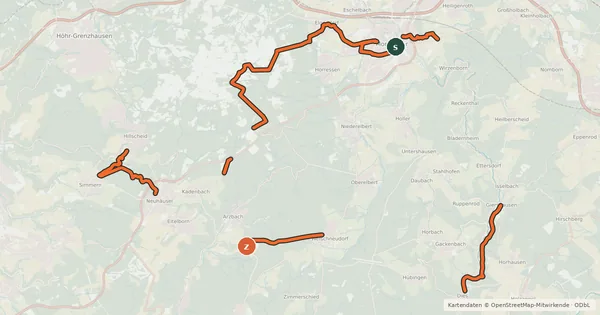 Kartenübersicht der Radroute Westerwälder Radwanderweg 3