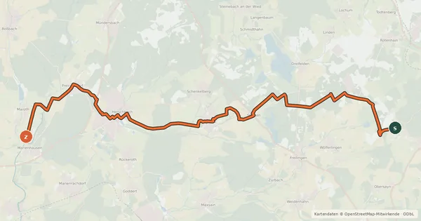 Kartenübersicht der Radroute Westerwald-Rhein-Radweg