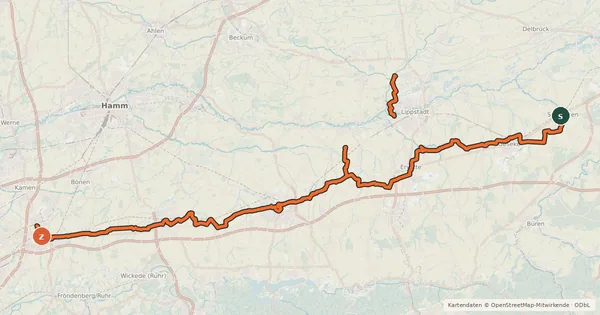 Kartenübersicht der Radroute Westfälische Salzroute