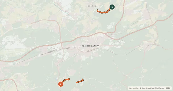 Kartenübersicht der Radroute Westpfalzradweg Grün