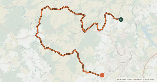 Kartenübersicht der Radroute Westvogtland