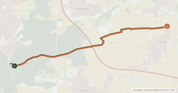 Kartenübersicht der Radroute Wetzlar - Lützellinden