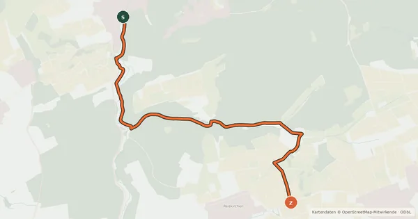Kartenübersicht der Radroute Wetzlar - Volpertshausen
