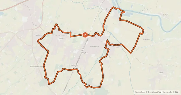 Kartenübersicht der Radroute Weyher Tour