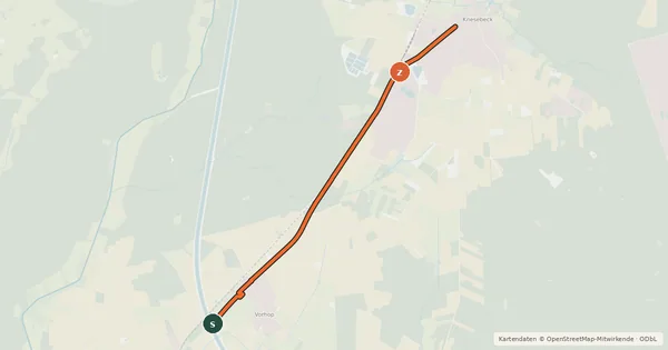 Kartenübersicht der Radroute WHH Knesebeck Bahnhofstraße X Gifhorner Straße (32) - Elbe-Seitenkanal Ost Abzweig Vorhop (51)