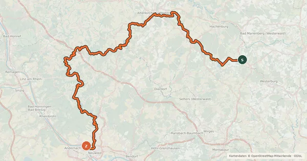 Kartenübersicht der Radroute Wiedradweg