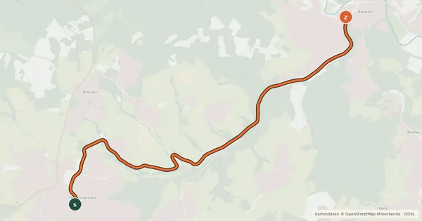 Kartenübersicht der Radroute Wiehl (19) - Wiehl (52)