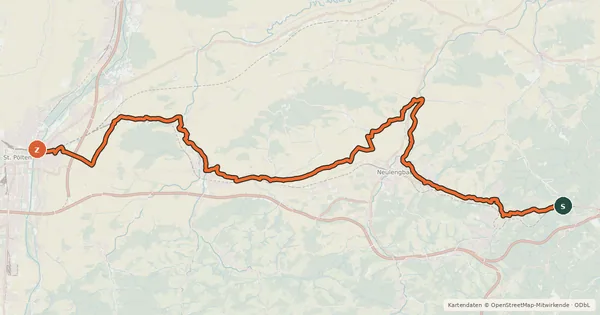 Kartenübersicht der Radroute Wienerwaldradweg