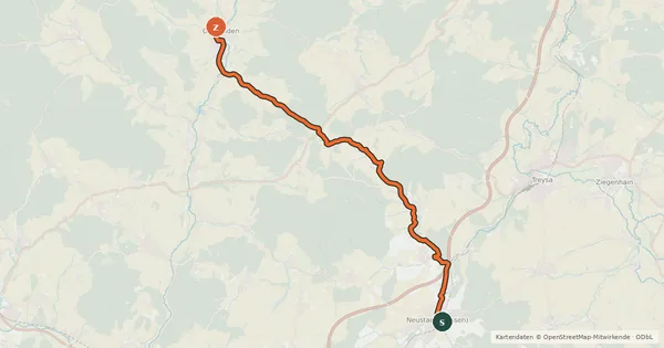 Kartenübersicht der Radroute Wiera-Wohra-Radweg