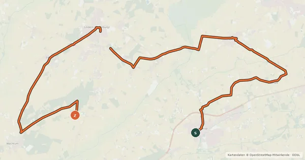 Kartenübersicht der Radroute Wiesenroute