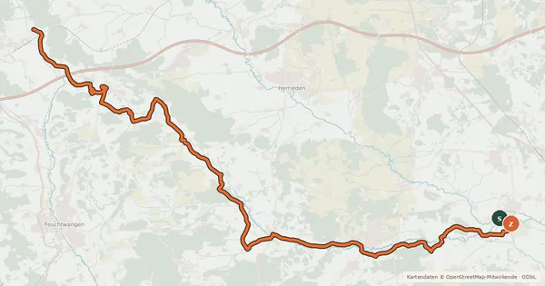 Kartenübersicht der Radroute Wiesethweg