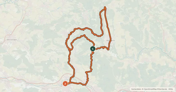Kartenübersicht der Radroute Wieslauftalradweg