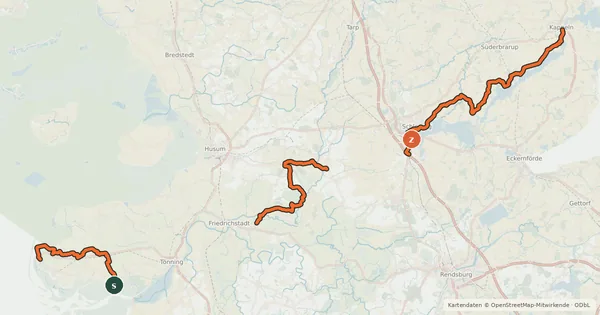Kartenübersicht der Radroute Wikinger-Friesen-Weg (Nord)