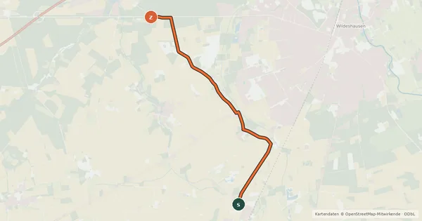 Kartenübersicht der Radroute Wildeshausen (29) - Wildeshausen (34)