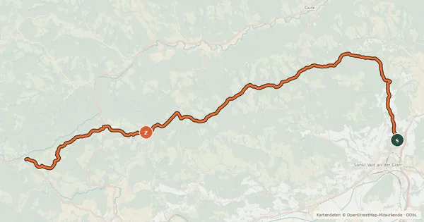 Kartenübersicht der Radroute Wimitzerweg