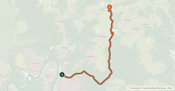 Kartenübersicht der Radroute Windeck Kleehahn (64) - Windeck Hau (66)