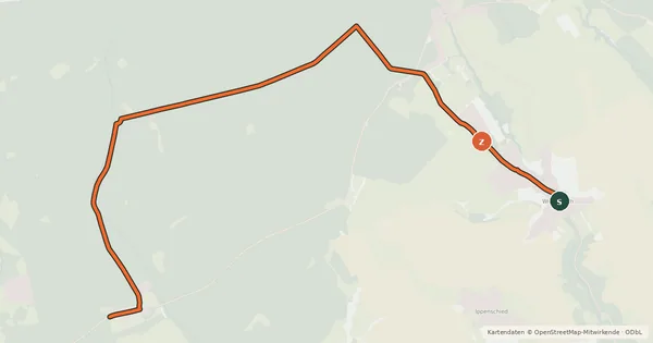 Kartenübersicht der Radroute Winterbach-Forsthaus Soonwald