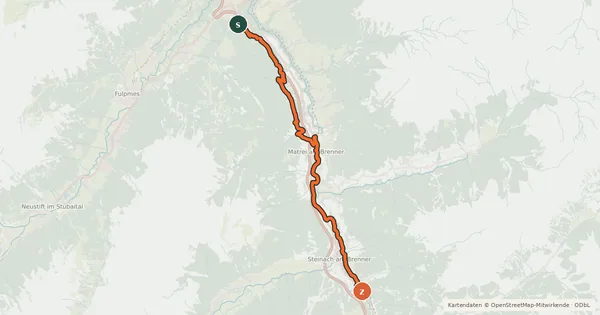Kartenübersicht der Radroute Wipptalradweg