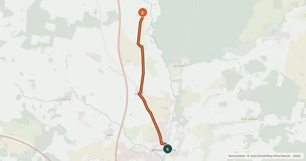 Kartenübersicht der Radroute Wittstock (01) - Wittstock (15)