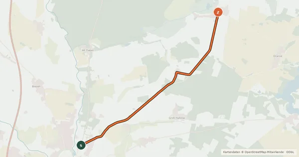 Kartenübersicht der Radroute Wittstock (02) - Wittstock (10)