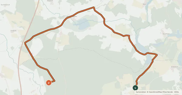 Kartenübersicht der Radroute Wittstock (11) - Wittstock (14)