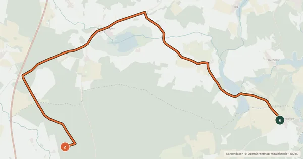 Kartenübersicht der Radroute Wittstock (12) - Wittstock (14)