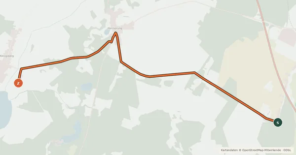 Kartenübersicht der Radroute Wittstock (25) - Heiligengrabe (33)