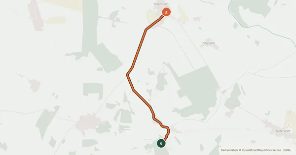 Kartenübersicht der Radroute Wittstock (94) - Wittstock (95)