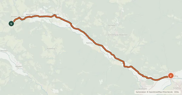 Kartenübersicht der Radroute Wölzer Radweg