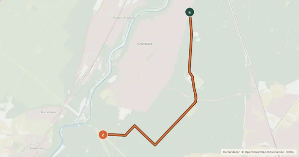 Kartenübersicht der Radroute Wörnbrunn - Walderlebniszentrum