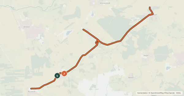 Kartenübersicht der Radroute Wörperoute Radweg