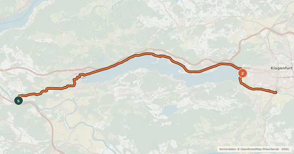 Kartenübersicht der Radroute Wörthersee Radweg