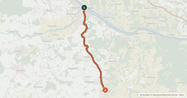 Kartenübersicht der Radroute Wolfach-Radweg